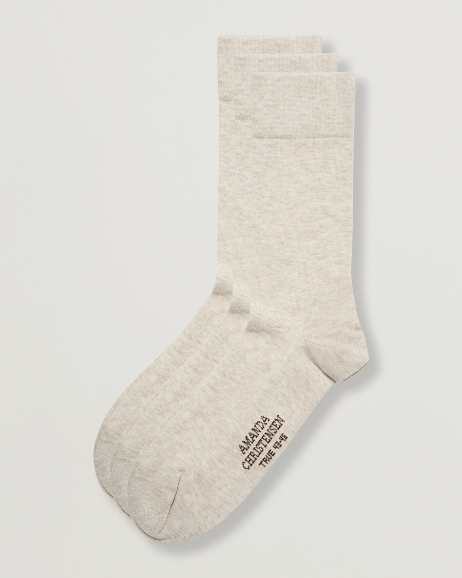 Uomini | Biancheria intima | Amanda Christensen | 3-Pack True Cotton Socks Sand Melange