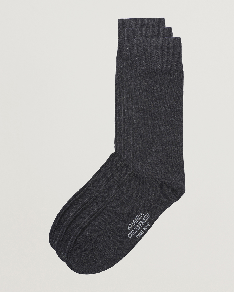 Uomini | Biancheria intima | Amanda Christensen | 3-Pack True Cotton Socks Antrachite Melange