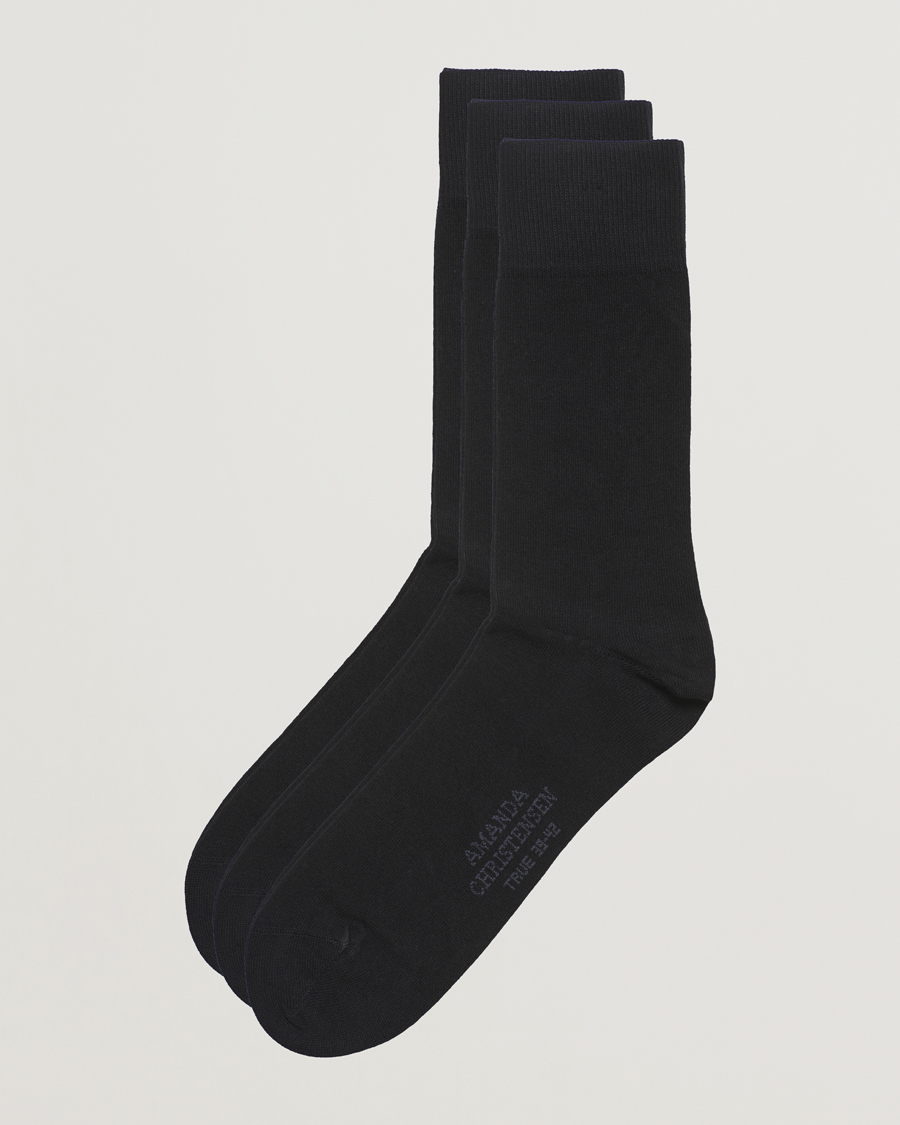 Uomini | Biancheria intima | Amanda Christensen | 3-Pack True Cotton Socks Black