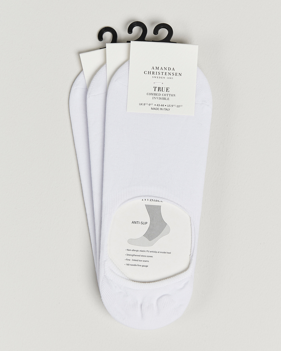 Uomini | Biancheria intima | Amanda Christensen | 3-Pack True Cotton Invisible Socks White