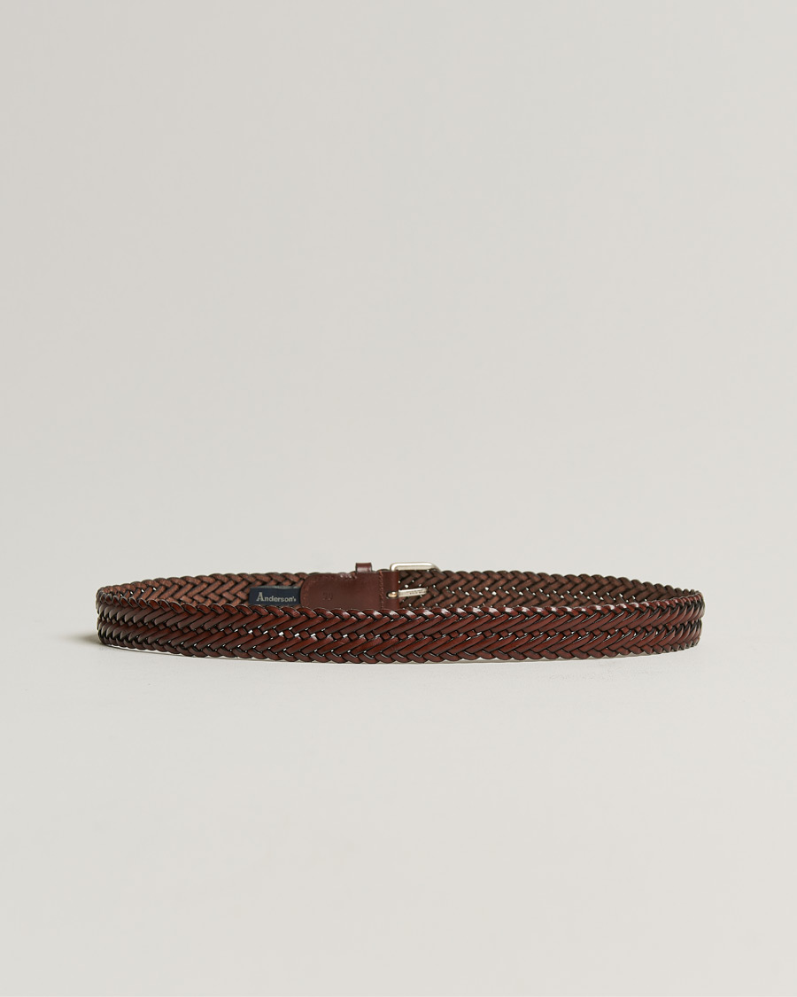 Uomini | Cinture | Anderson's | Woven Leather Belt 3 cm Cognac