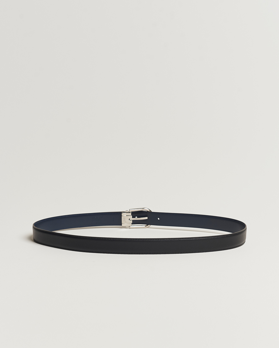 Uomini | Cinture | Montblanc | Reversible Horseshoe Leather Belt 30mm Blue/Black Grain