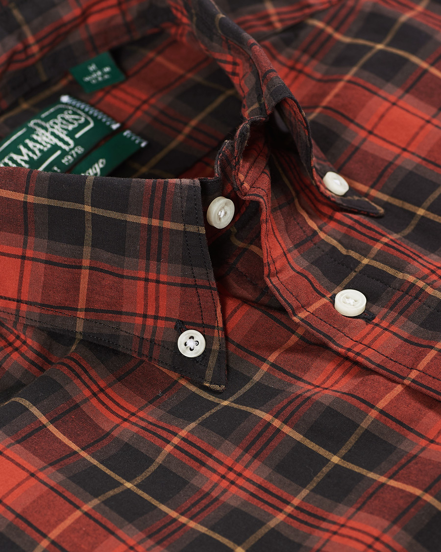 Uomini | Camicie | Gitman Vintage | Button Down Beefy Plaid Shirt Black/Red