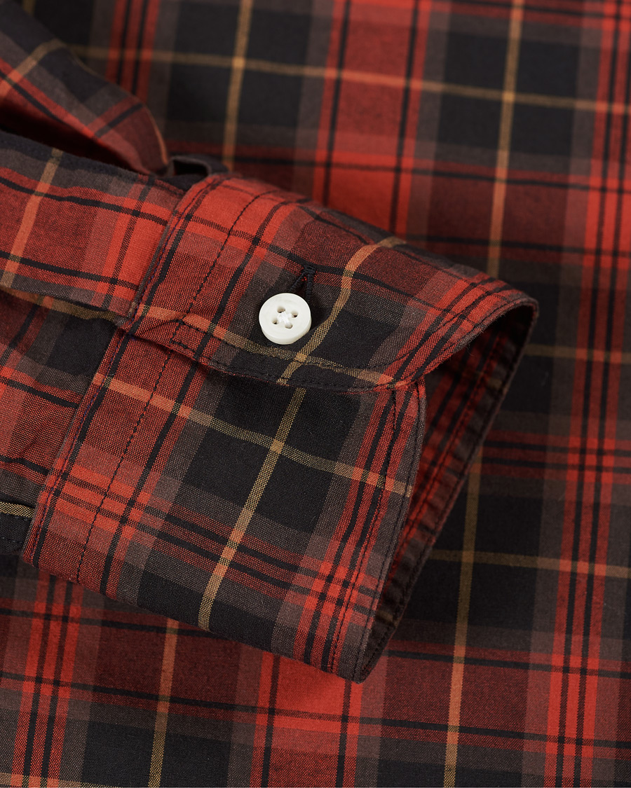 Uomini | Camicie | Gitman Vintage | Button Down Beefy Plaid Shirt Black/Red
