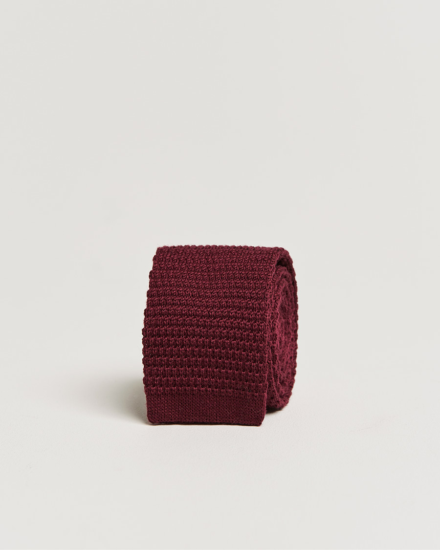 Uomini | Amanda Christensen Wool Knitted 6cm Tie Wine | Amanda Christensen | Wool Knitted 6cm Tie Wine
