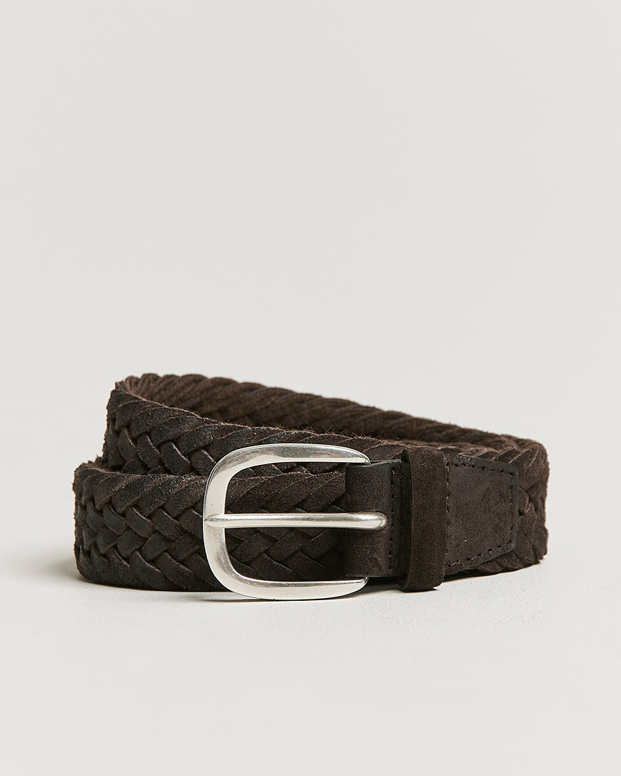 Uomini | Orciani Braided Suede Belt 3,5 cm Dark Brown | Orciani | Braided Suede Belt 3,5 cm Dark Brown
