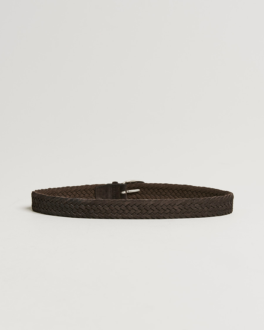 Uomini | Orciani Braided Suede Belt 3,5 cm Dark Brown | Orciani | Braided Suede Belt 3,5 cm Dark Brown