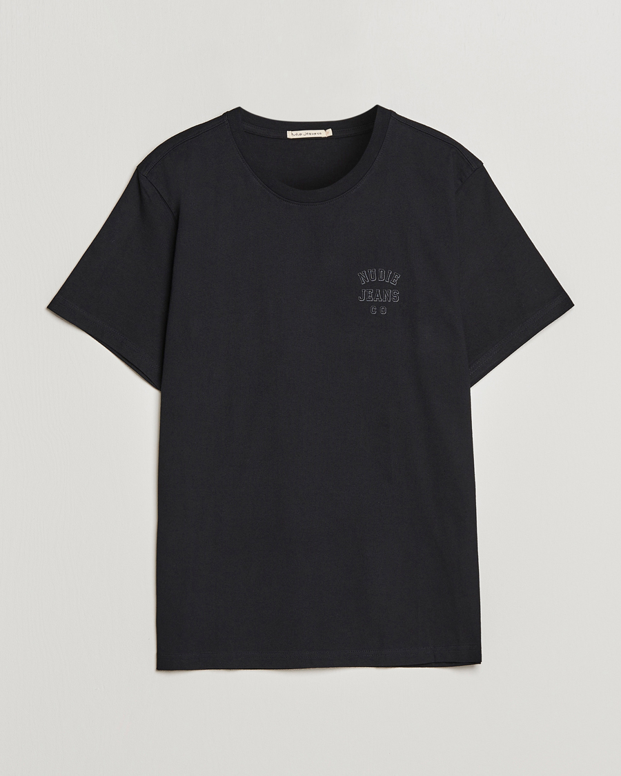 Uomini | T-shirt | Nudie Jeans | Roy Logo Crew Neck Tee Black