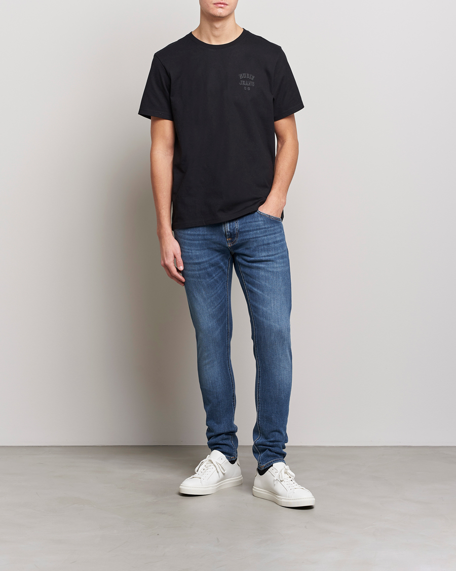 Uomini | T-shirt | Nudie Jeans | Roy Logo Crew Neck Tee Black