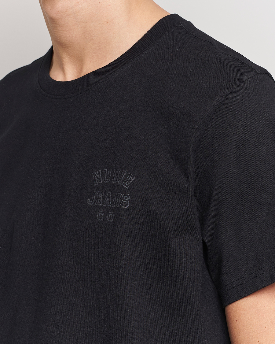 Uomini | T-shirt | Nudie Jeans | Roy Logo Crew Neck Tee Black