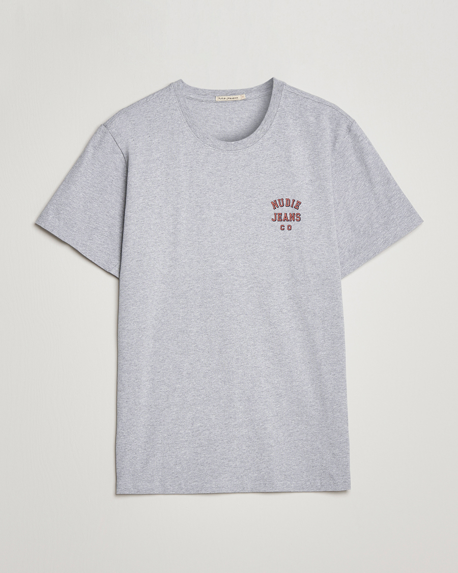 Uomini | T-shirt | Nudie Jeans | Roy Logo Crew Neck Tee Grey melange