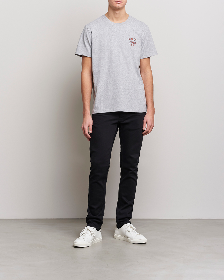 Uomini | T-shirt | Nudie Jeans | Roy Logo Crew Neck Tee Grey melange