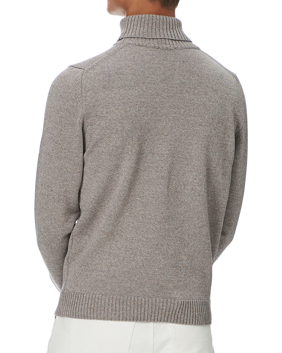 Uomini | Maglieria | Stenströms | Heavy Knitted Merino Rollneck Beige Mouliné
