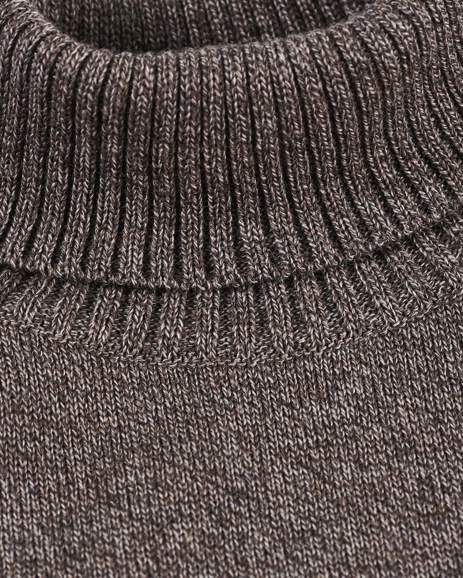 Uomini | Maglieria | Stenströms | Heavy Knitted Merino Rollneck Brown Mouliné