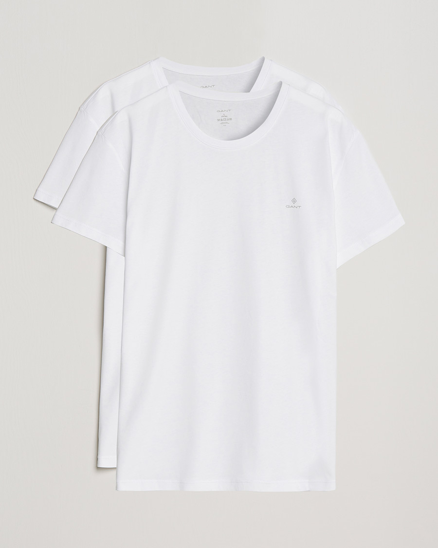 Uomini | T-shirt | GANT | 2-Pack Crew Neck T-Shirt White