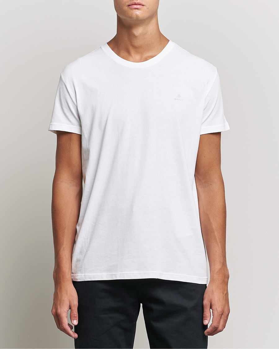 Uomini | T-shirt | GANT | 2-Pack Crew Neck T-Shirt White