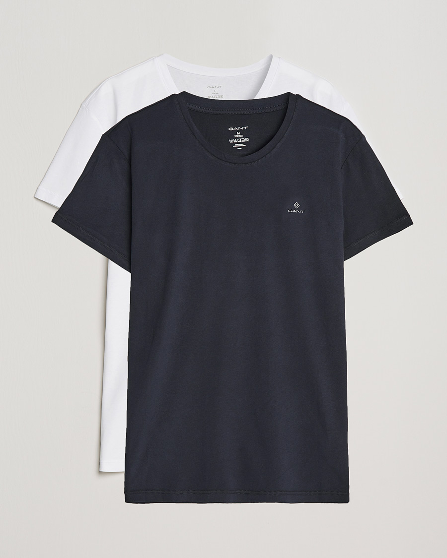Uomini | T-shirt | GANT | 2-Pack Crew Neck T-Shirt Black/White