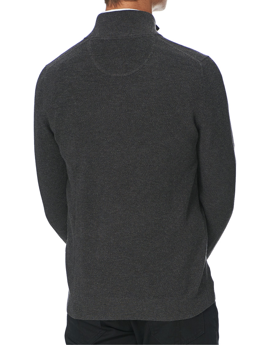 Uomini | Maglieria | GANT | Cotton Pique Half Zip Antracite Mealnge
