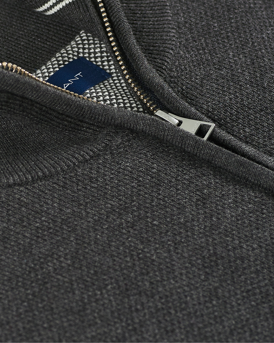 Uomini | Maglieria | GANT | Cotton Pique Half Zip Antracite Mealnge