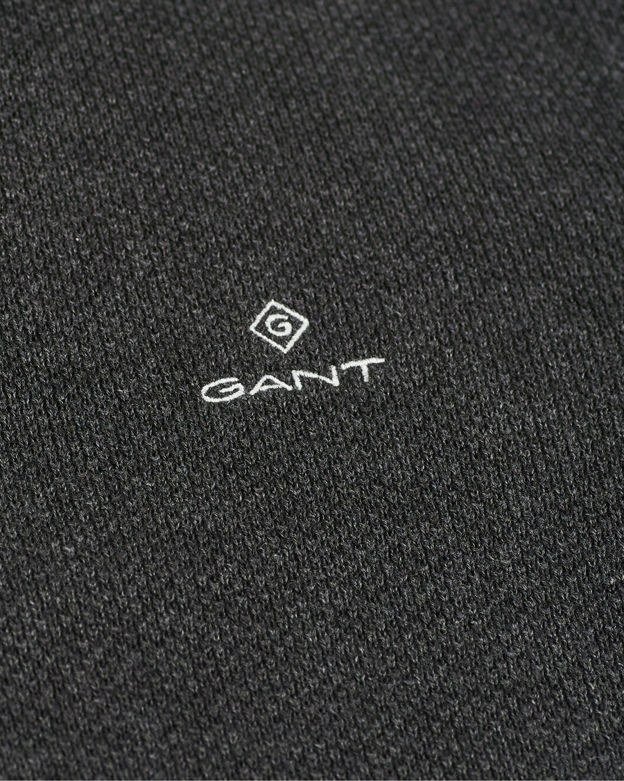 Uomini | Maglieria | GANT | Cotton Pique Half Zip Antracite Mealnge