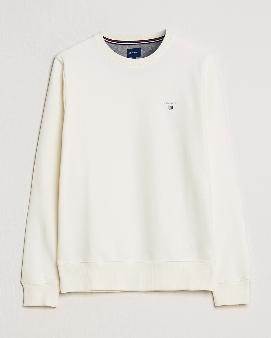 Uomini | Maglieria | GANT | Original Shield Logo Crew Neck Sweatshirt Eggshell