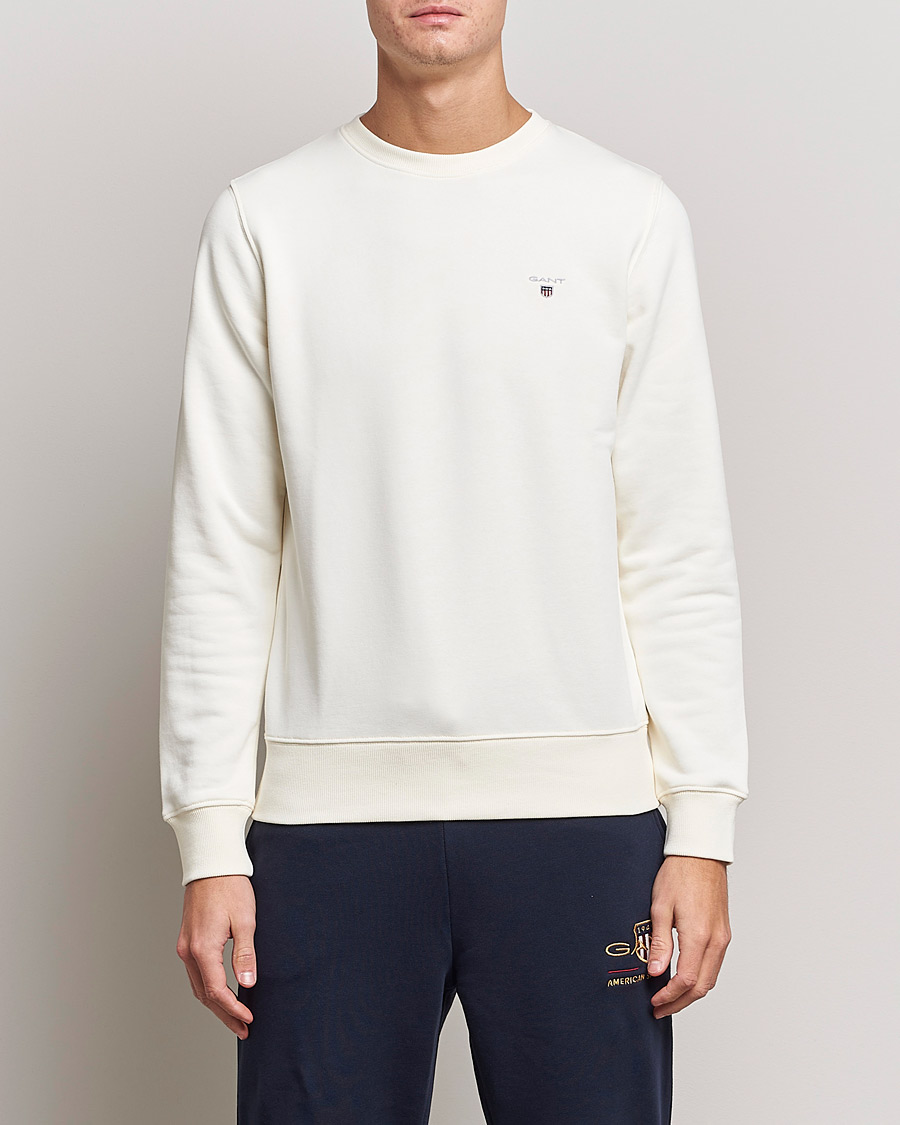 Uomini | Maglieria | GANT | Original Shield Logo Crew Neck Sweatshirt Eggshell