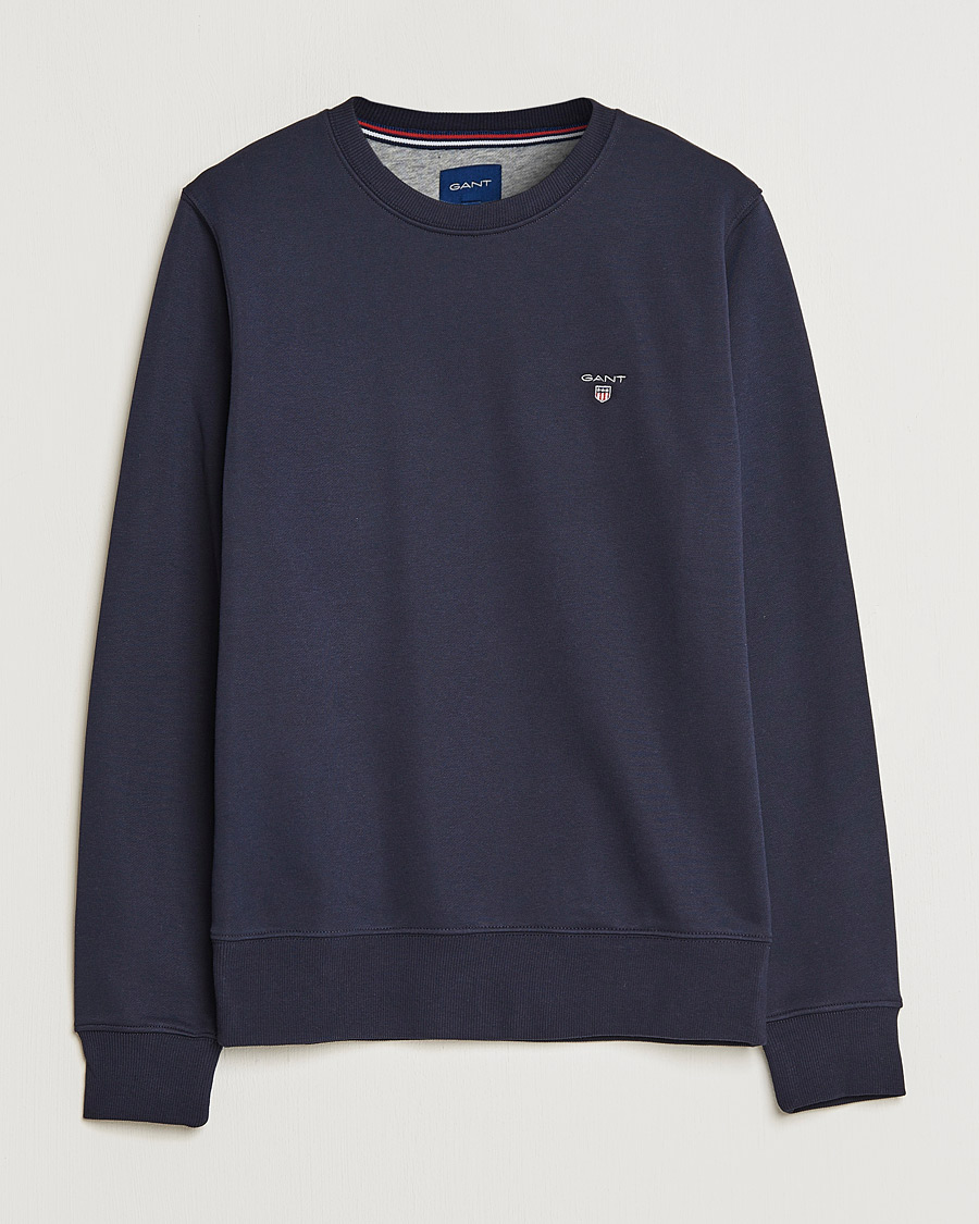 Uomini | Maglieria | GANT | Original Shield Logo Crew Neck Sweatshirt Evening Blue