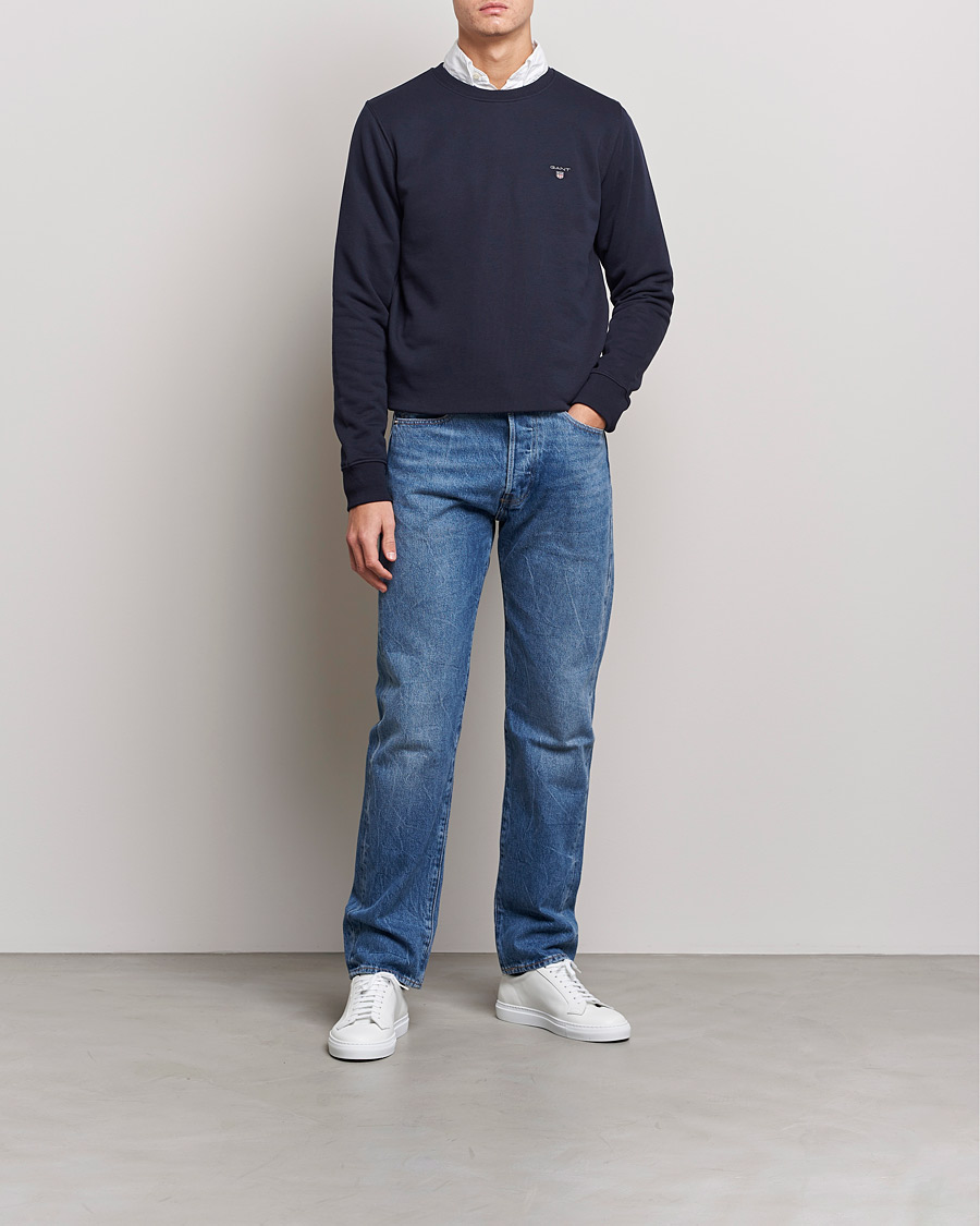 Uomini | Maglieria | GANT | Original Shield Logo Crew Neck Sweatshirt Evening Blue
