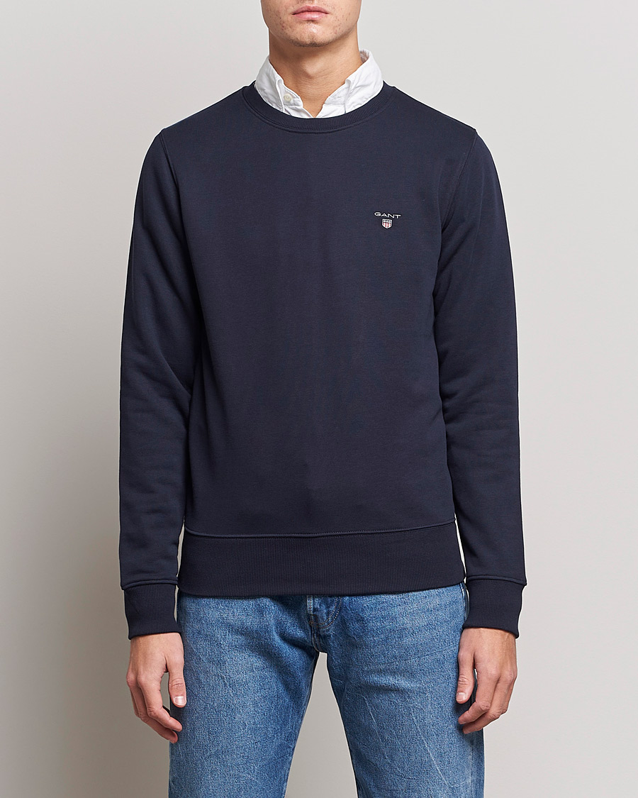 Uomini | Maglieria | GANT | Original Shield Logo Crew Neck Sweatshirt Evening Blue