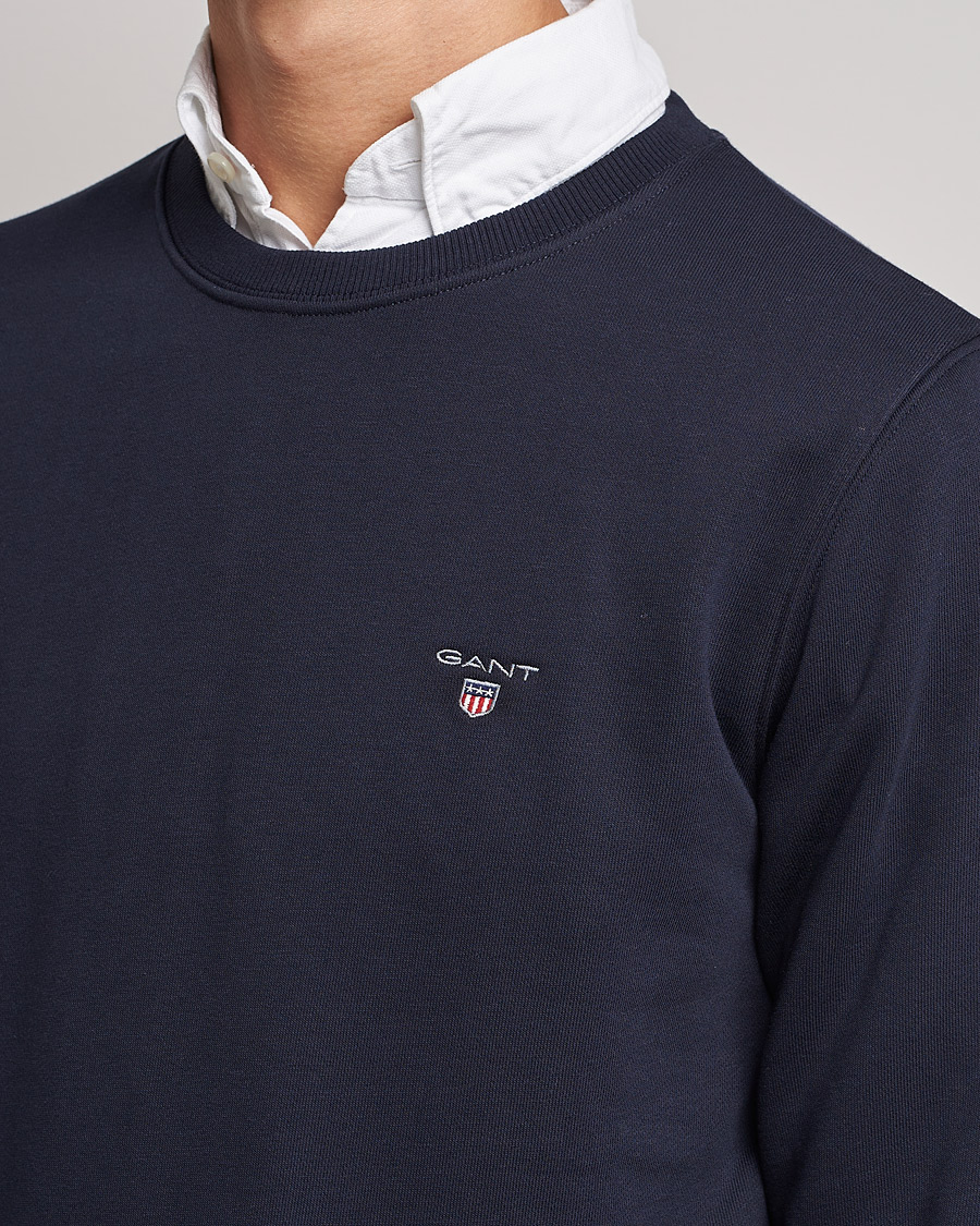 Uomini | Maglieria | GANT | Original Shield Logo Crew Neck Sweatshirt Evening Blue