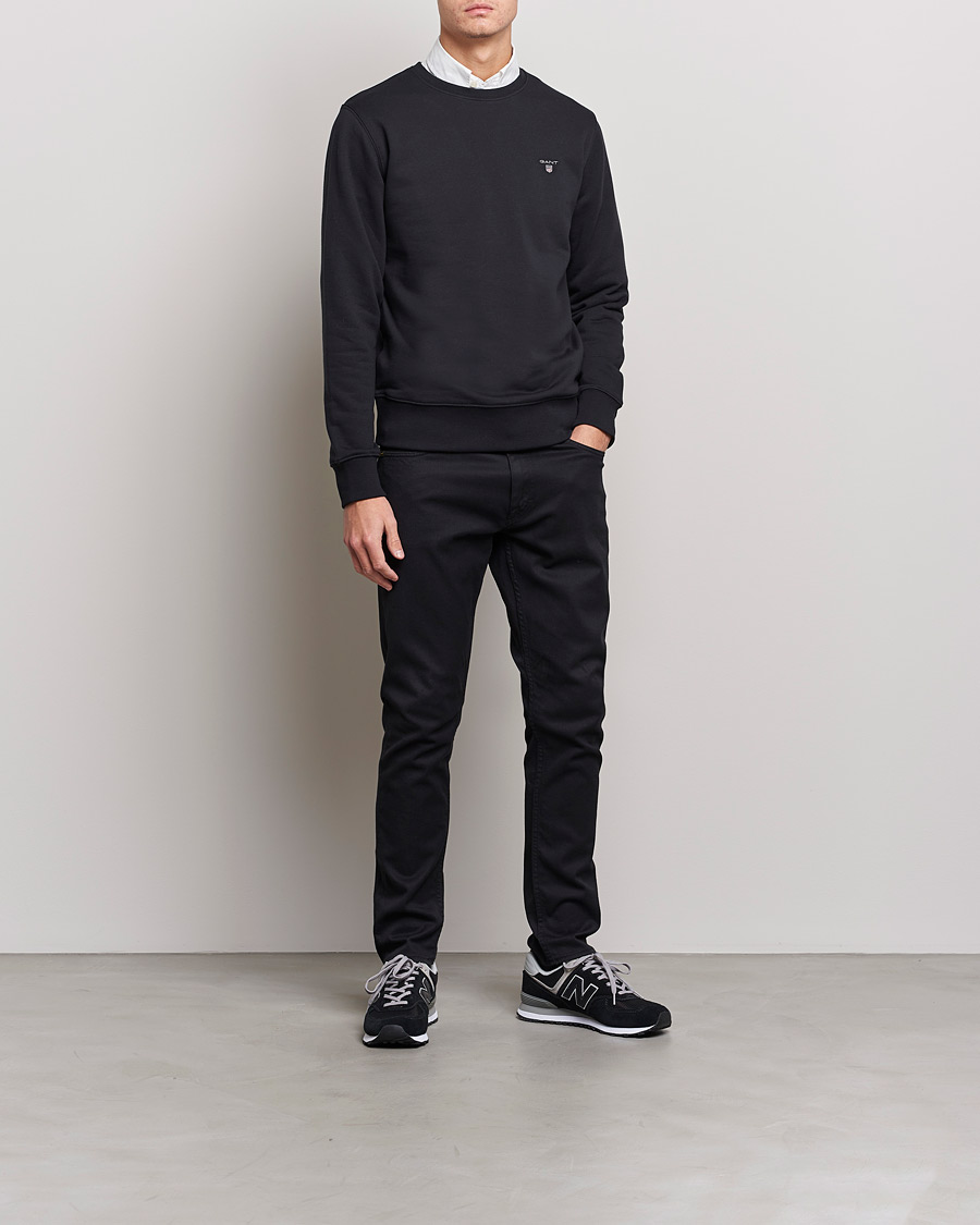 Uomini | Maglieria | GANT | Original Shield Logo Crew Neck Sweatshirt Black