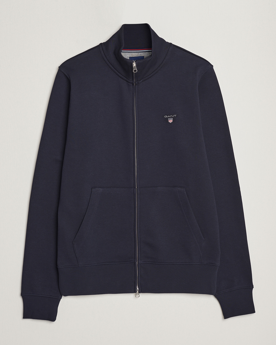 Uomini | Maglieria | GANT | Original Shield Logo Full-Zip Sweater Evening Blue