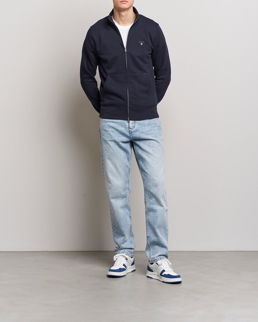 Uomini | Maglieria | GANT | Original Shield Logo Full-Zip Sweater Evening Blue