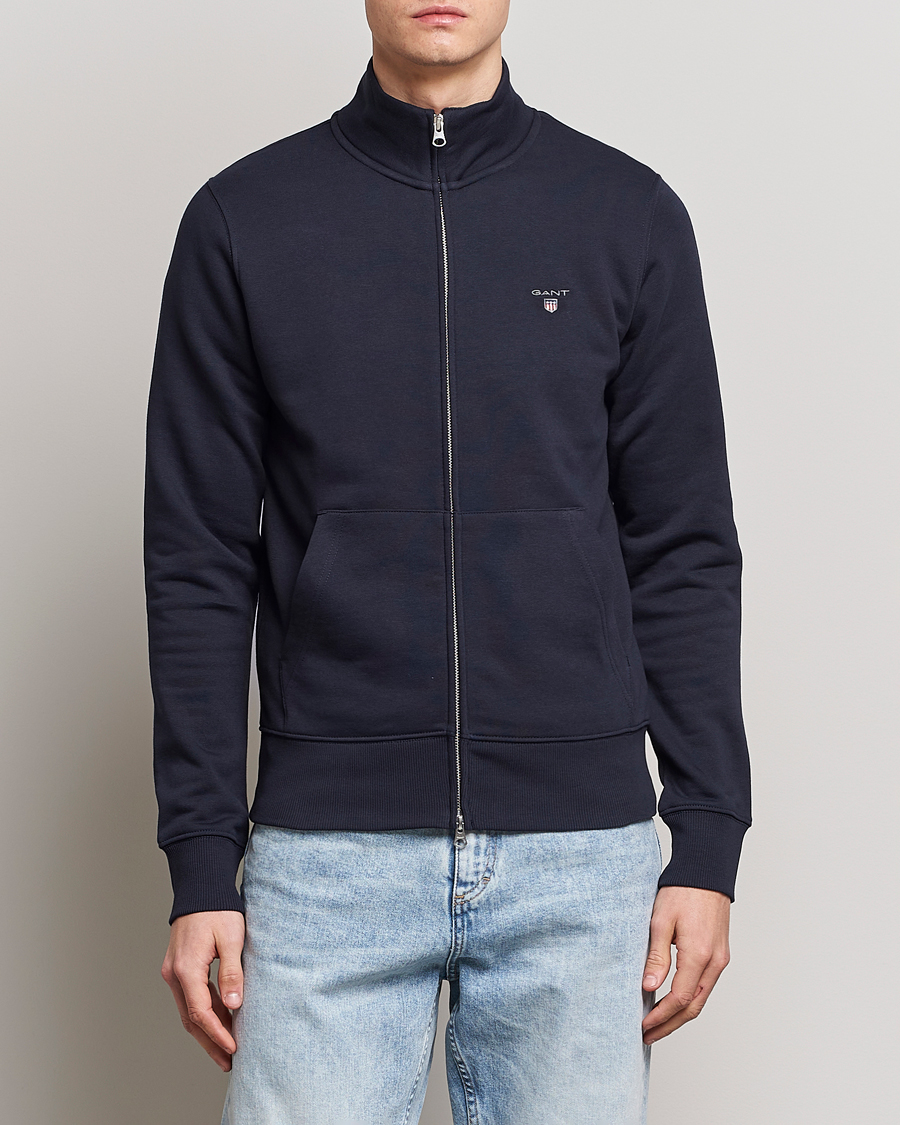 Uomini | Maglieria | GANT | Original Shield Logo Full-Zip Sweater Evening Blue