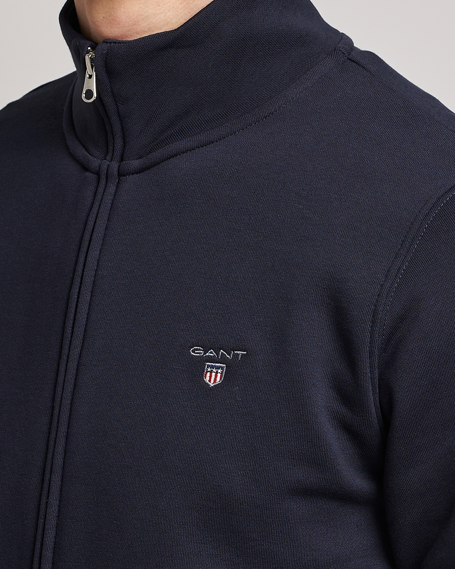 Uomini | Maglieria | GANT | Original Shield Logo Full-Zip Sweater Evening Blue
