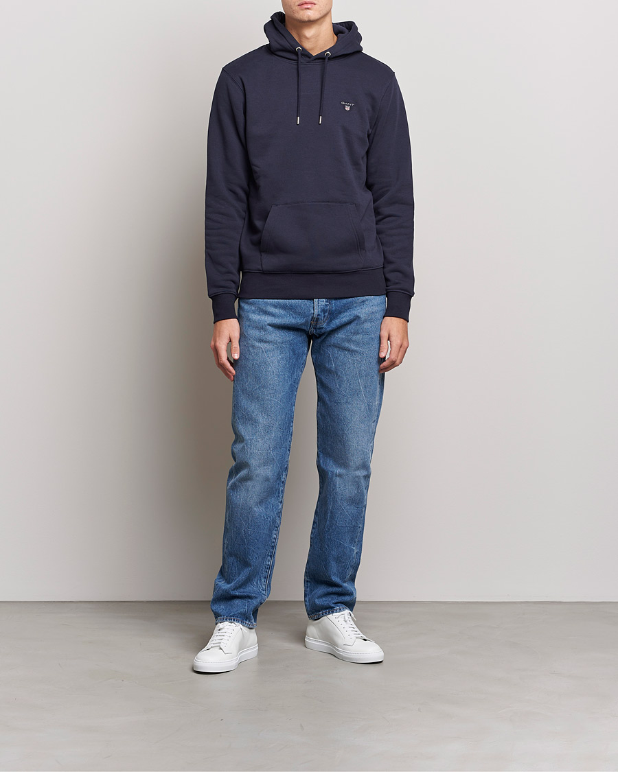 Uomini | Maglieria | GANT | Original Shield Logo Hoodie Evening Blue