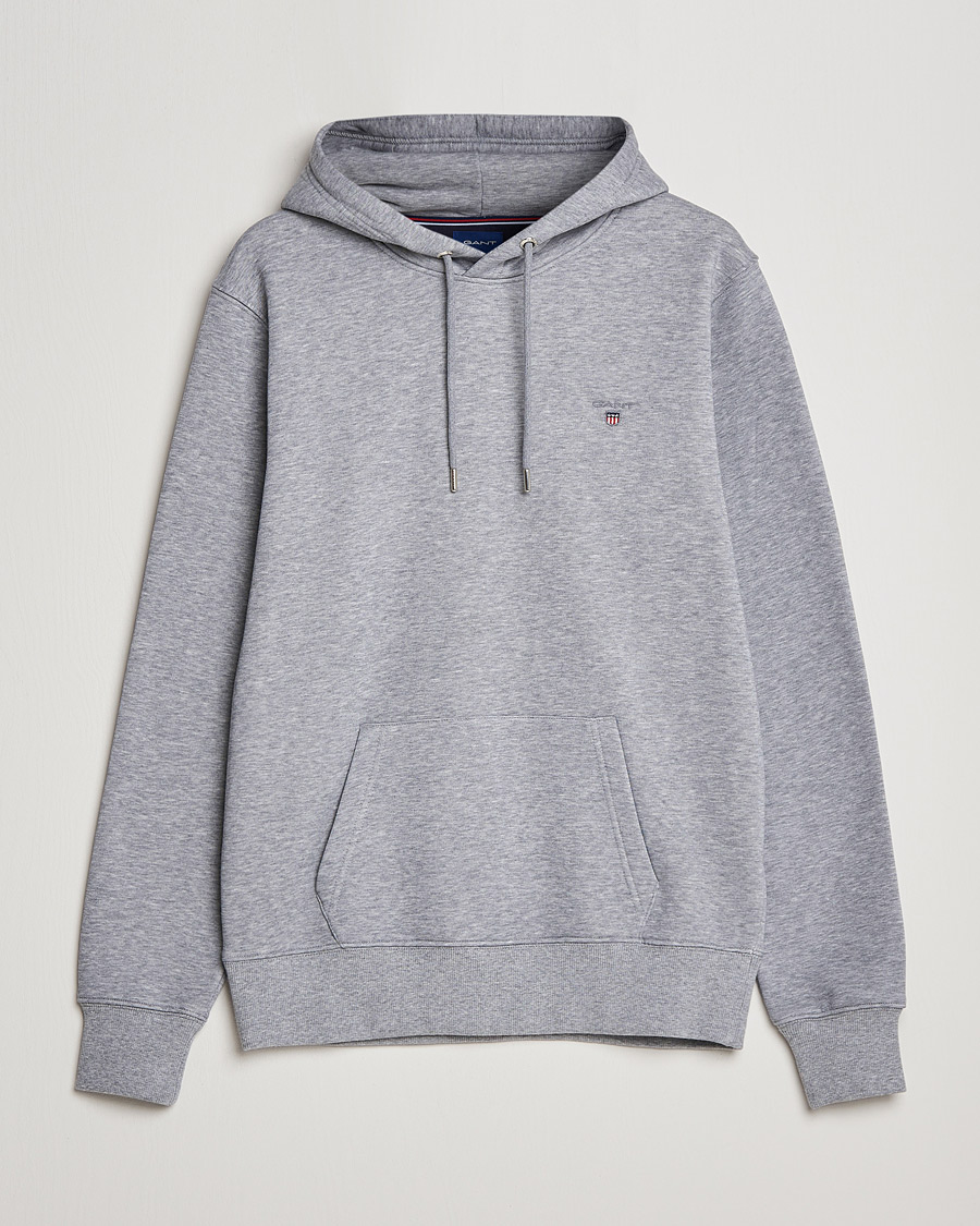 Uomini | Maglieria | GANT | Original Shield Logo Hoodie Grey Melange