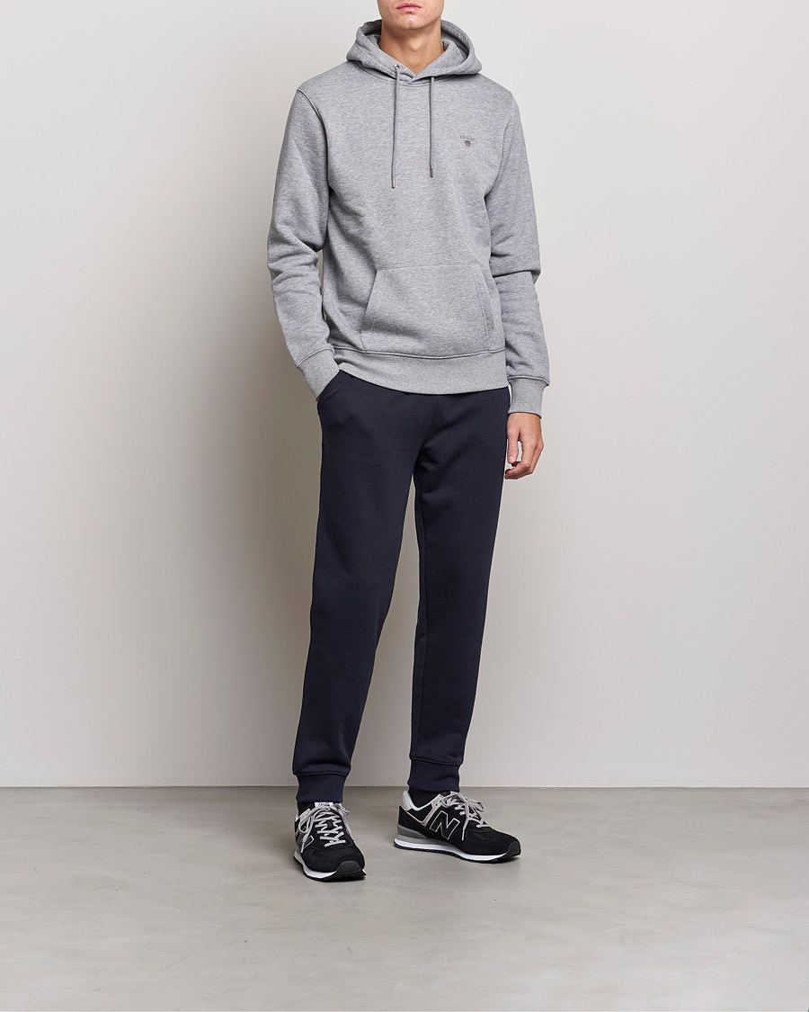Uomini | Maglieria | GANT | Original Shield Logo Hoodie Grey Melange