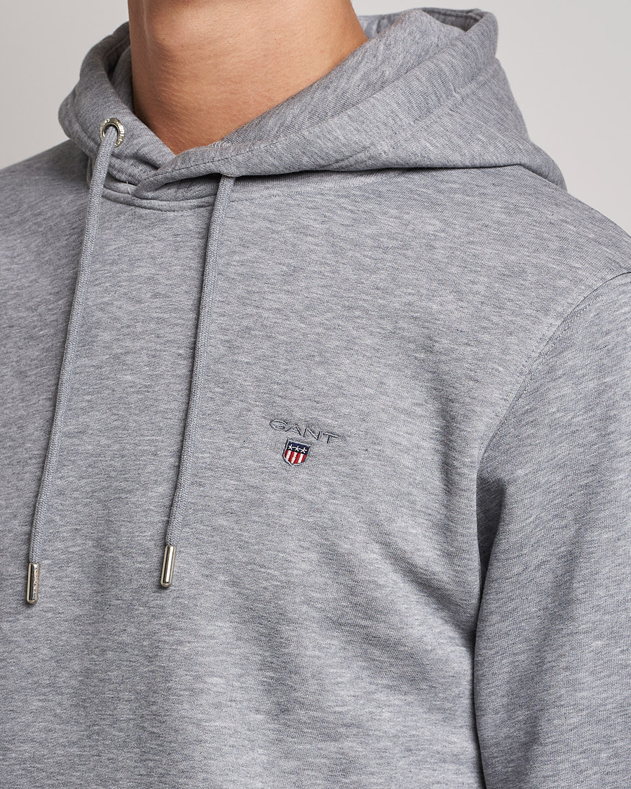Uomini | Maglieria | GANT | Original Shield Logo Hoodie Grey Melange