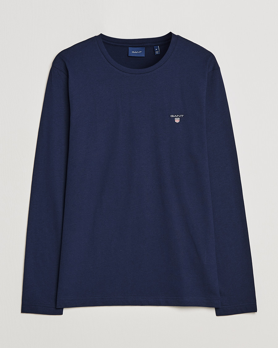 Uomini | T-shirt | GANT | The Original Long Sleeve T-shirt Evening Blue