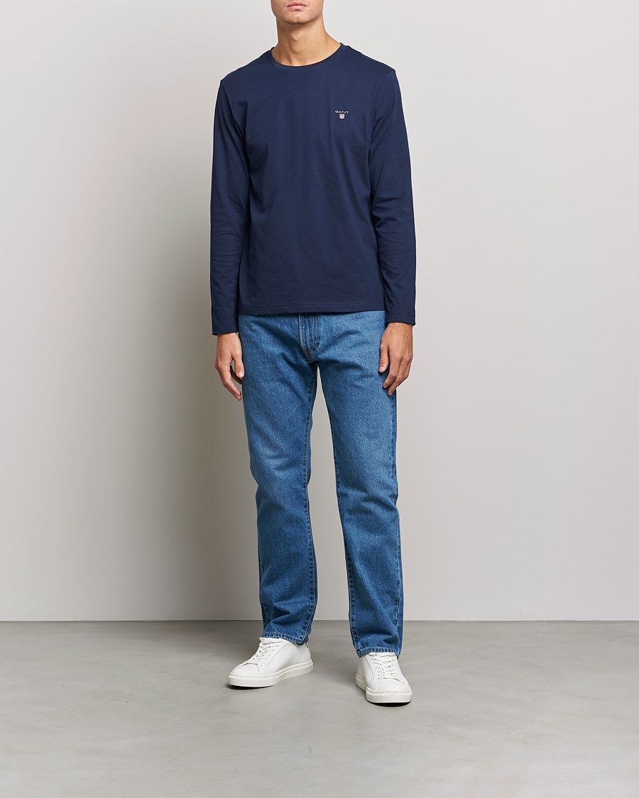 Uomini | T-shirt | GANT | The Original Long Sleeve T-shirt Evening Blue