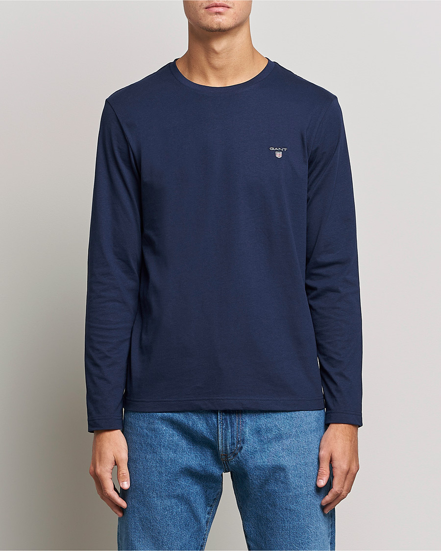 Uomini | T-shirt | GANT | The Original Long Sleeve T-shirt Evening Blue
