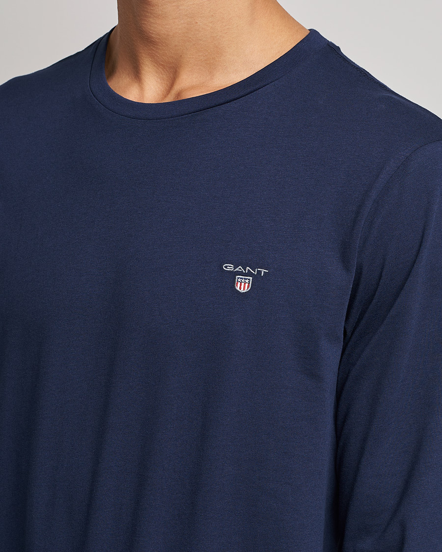 Uomini | T-shirt | GANT | The Original Long Sleeve T-shirt Evening Blue