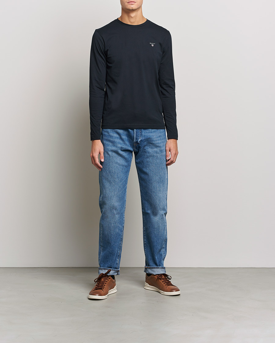 Uomini | T-shirt | GANT | The Original Long Sleeve T-shirt Black