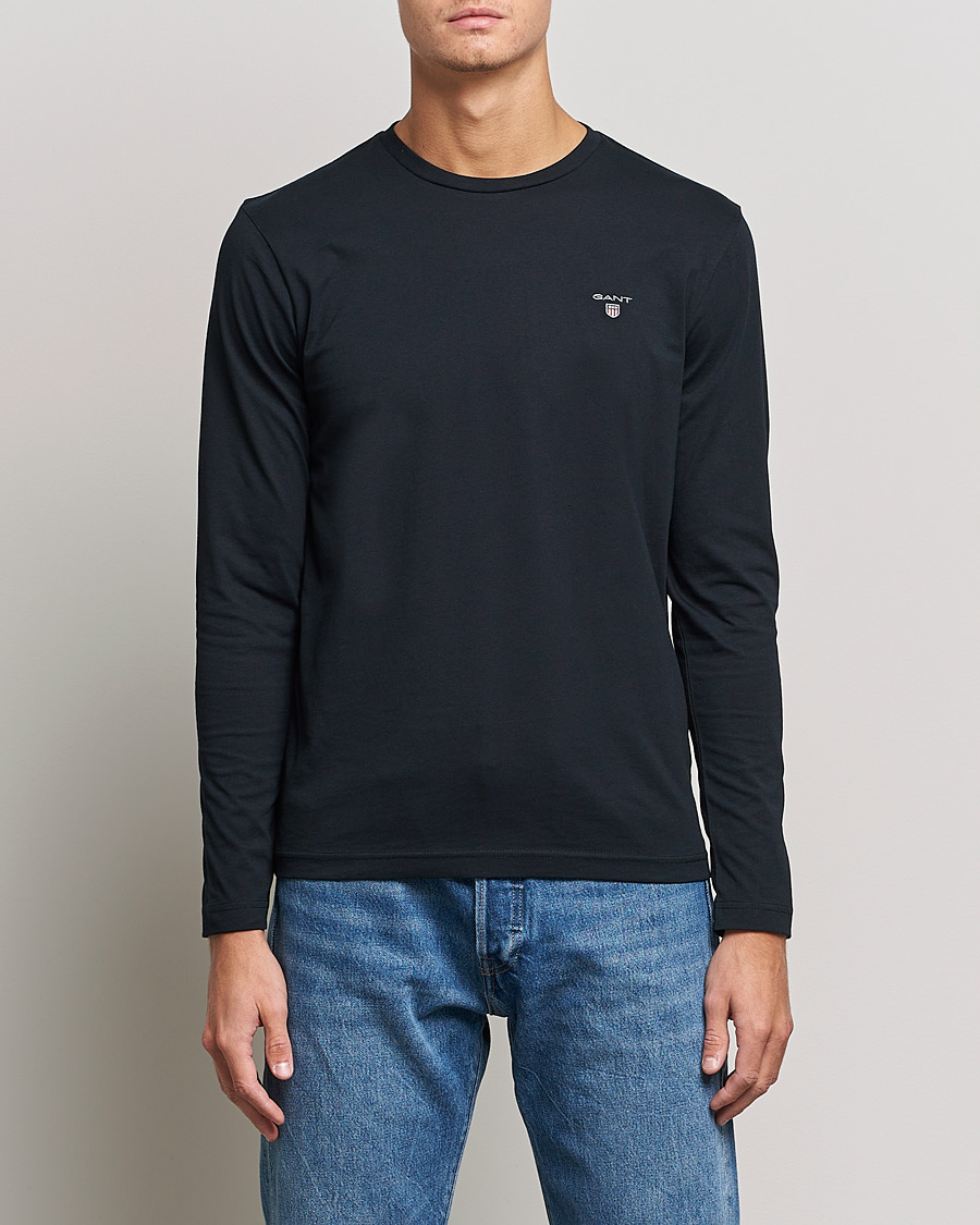 Uomini | T-shirt | GANT | The Original Long Sleeve T-shirt Black
