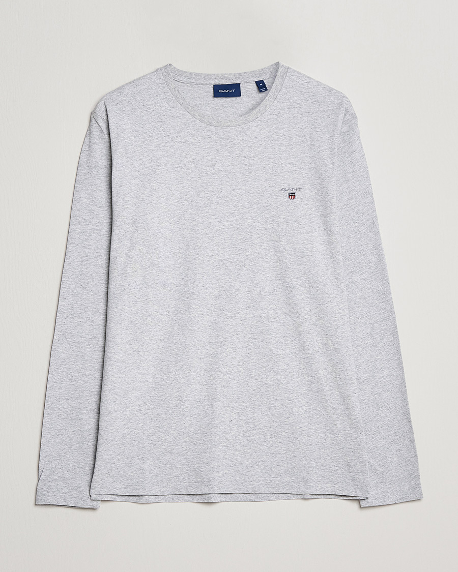 Uomini | T-shirt | GANT | The Original Long Sleeve T-shirt Light Grey Melange