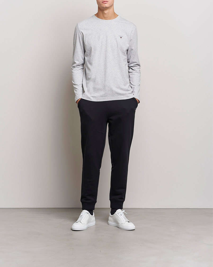 Uomini | T-shirt | GANT | The Original Long Sleeve T-shirt Light Grey Melange
