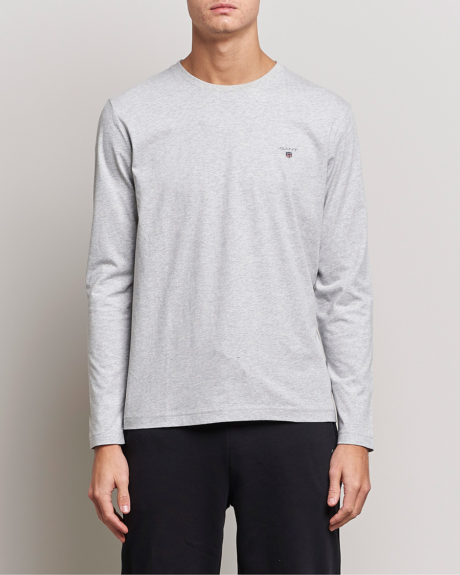 Uomini | T-shirt | GANT | The Original Long Sleeve T-shirt Light Grey Melange