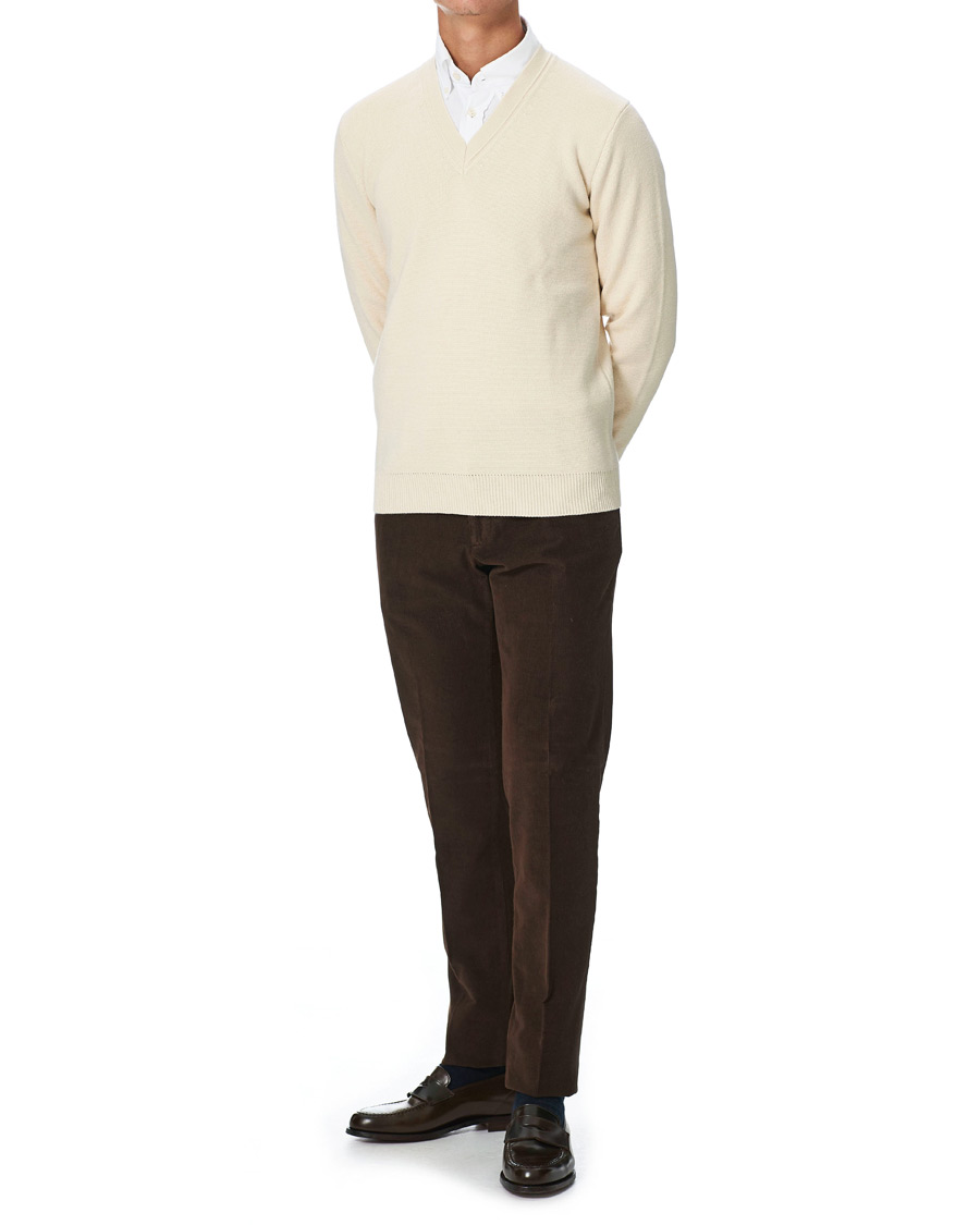 Uomini | Pantaloni | Incotex | Slim Fit Corduroy Trousers Dark Brown