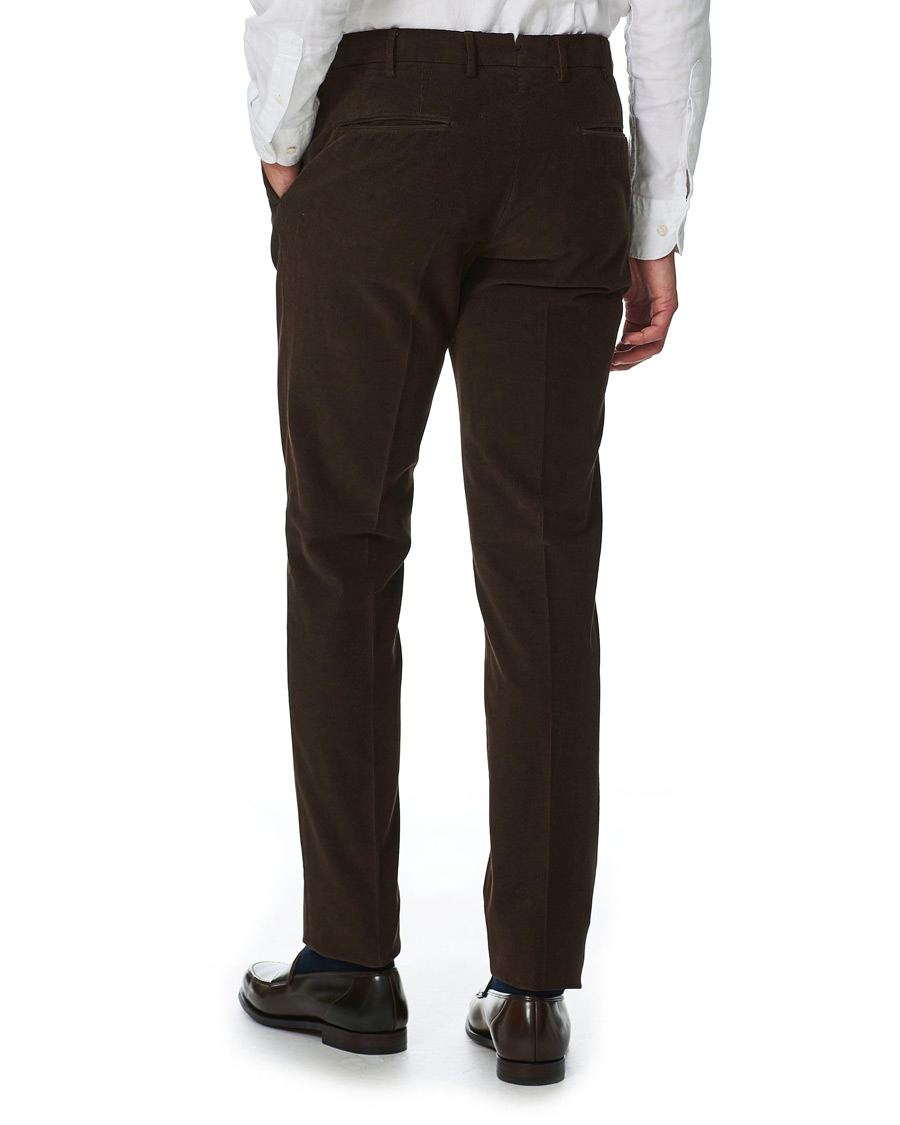 Uomini | Pantaloni | Incotex | Slim Fit Corduroy Trousers Dark Brown